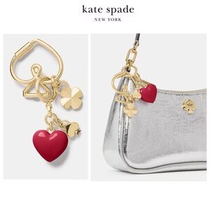 NWT Kate Spade HEART ❤️ & SPADE 12-K Gold Plated/Acrylic Bag Charm/Key Chain
